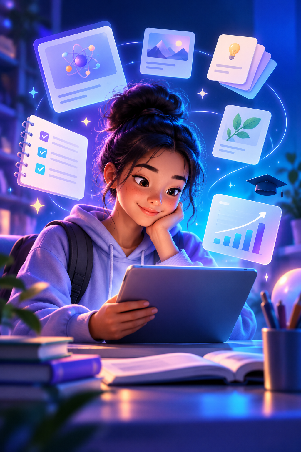 Student learning with an AI study workspace